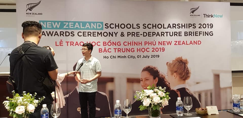 Việt Anh trong ngày nhận được học bổng Chính phủ New Zealand bậc Trung học - NZSS 2019