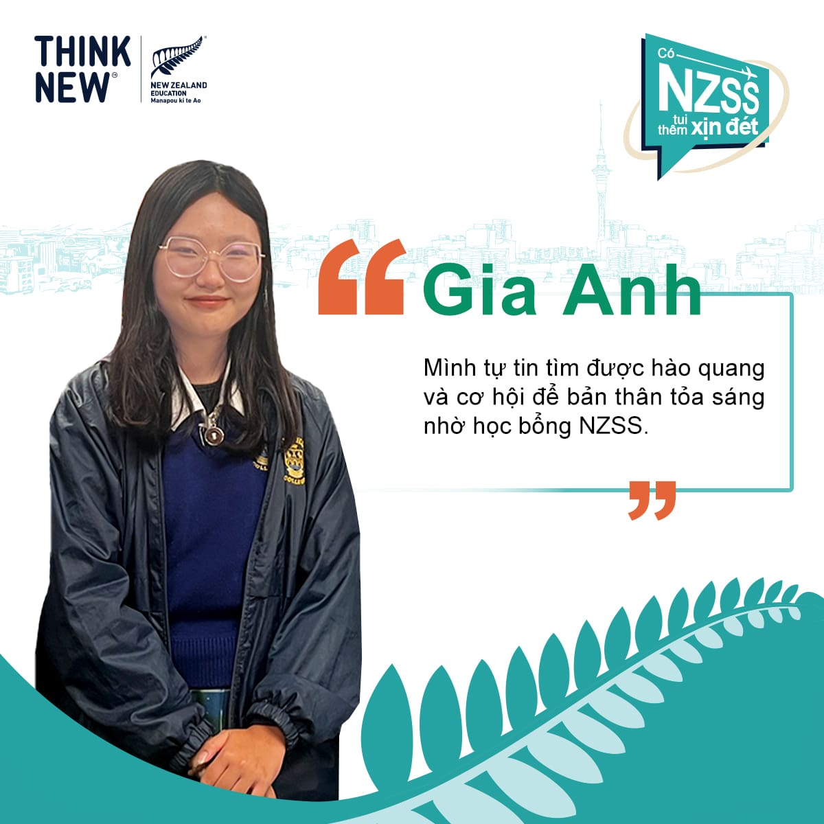 Gia Anh là chủ nhân học oonrg NZSS